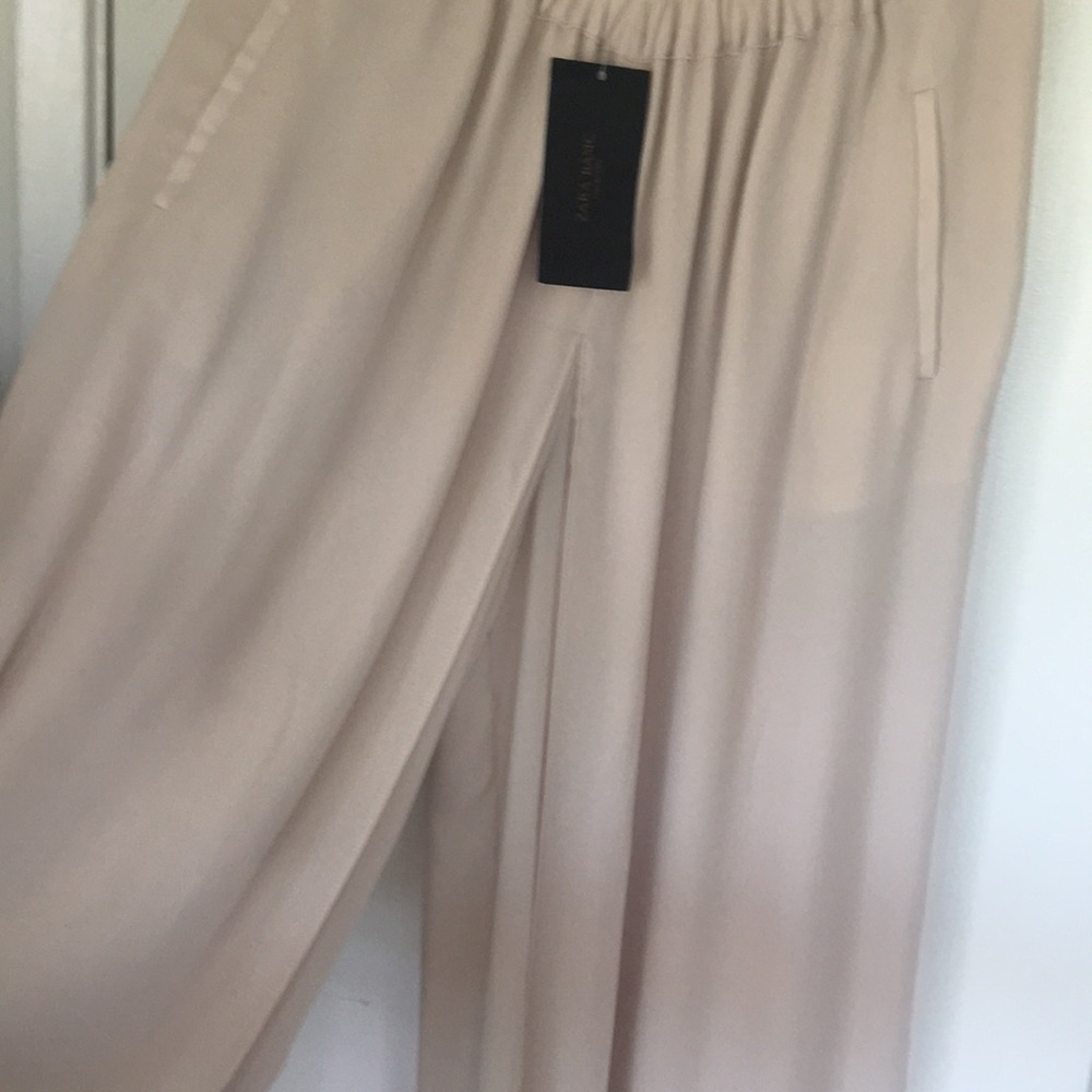 ZARA Palazzo Pants, Cream Large🖤